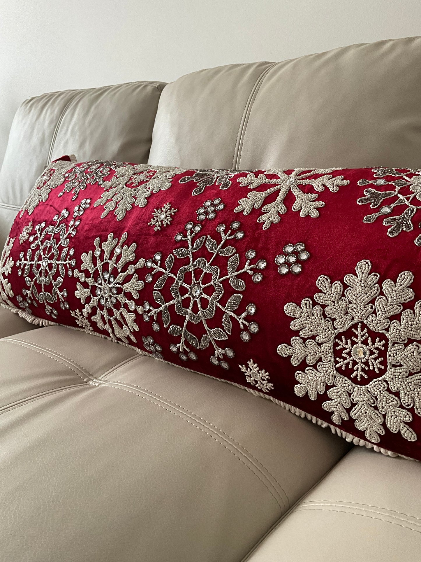 Beaded Snowflake Cushion