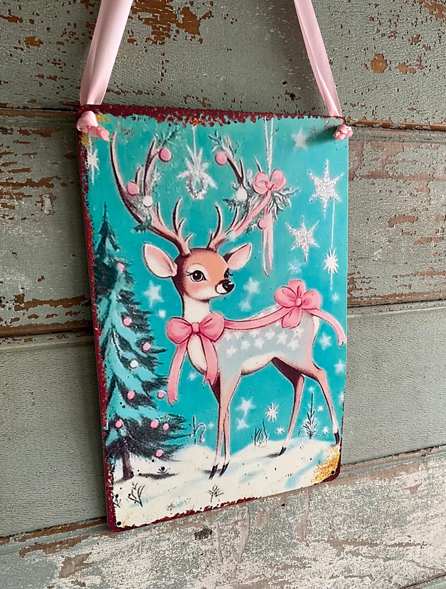 Pink Retro Deer Sign
