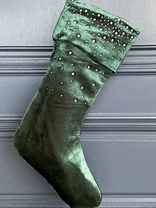 Green Diamonte Stocking