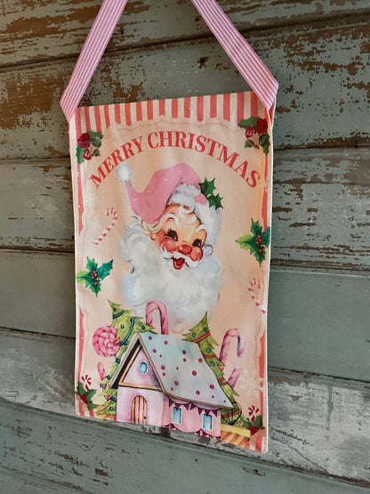 Pink Santa Retro Flag