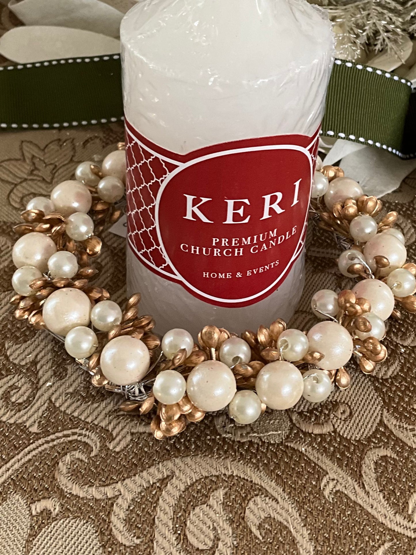 Gold Pearl Candle Ring