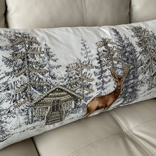 Load image into Gallery viewer, Reindeer Winter Scene Pillow