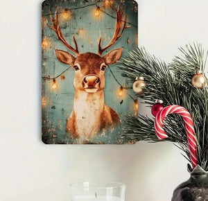 Deer Tin Sign Teal