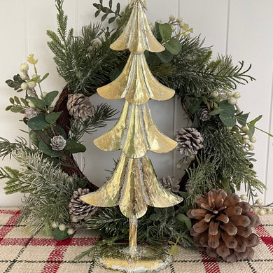 Gold Tin Christmas Tree