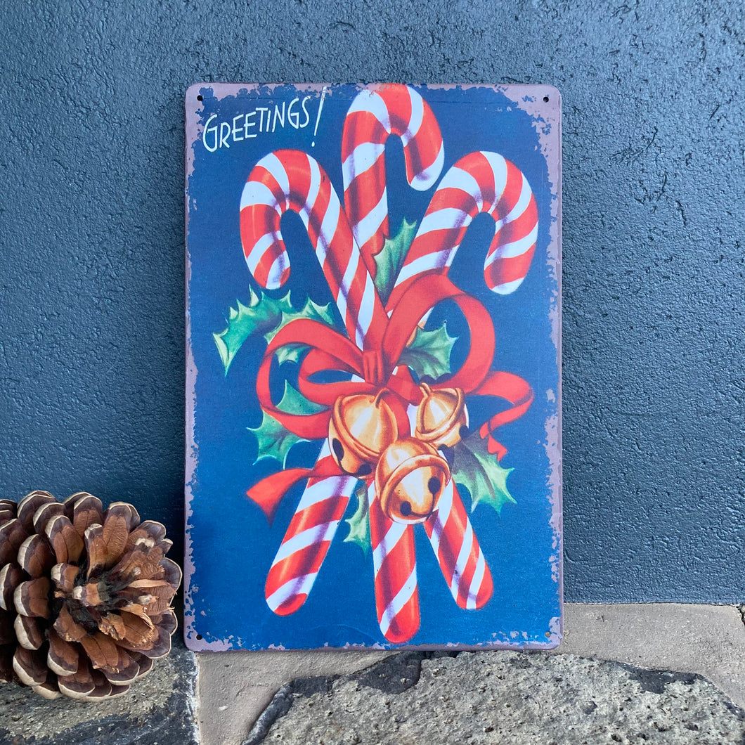 Candy Cane Tin Sign