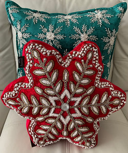 Green Snowflake Pillow