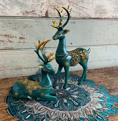 Teal Gold Deer Set
