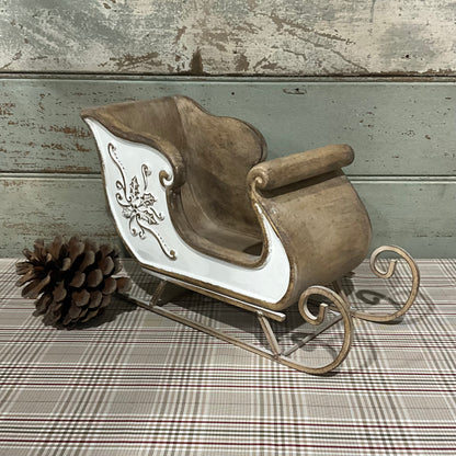 White Brown Metal Sleigh