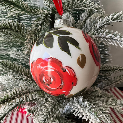 Red Rose Glass Ball RAZ
