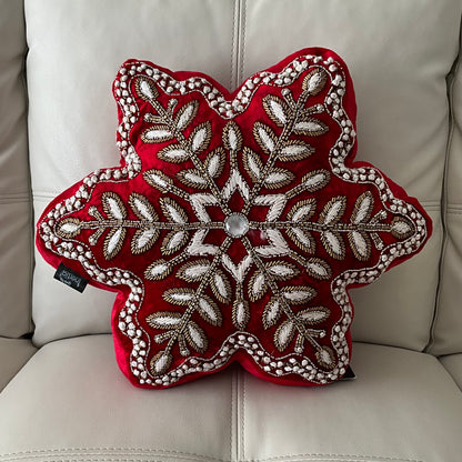 Red Snowflake Cushion