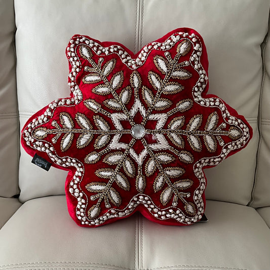 Red Snowflake Cushion