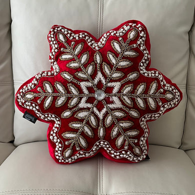 Red Velvet Snowflake Pillow