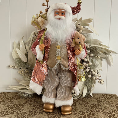 Pink Champagne Standing Santa