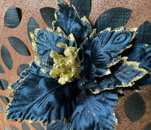 Load image into Gallery viewer, Navy Gold Poinsettia