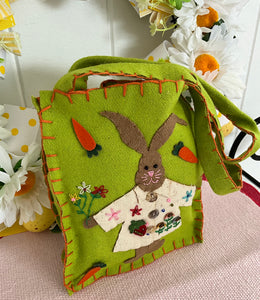 Green Felt Bunny Bag