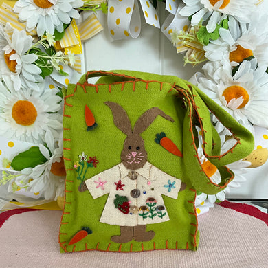 Green Felt Bunny Bag