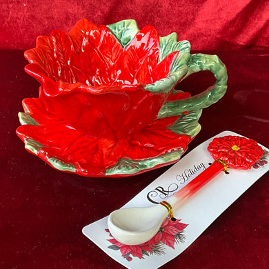 Poinsettia Cup & Saucer