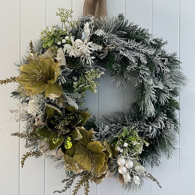 Green White Flocked Wreath