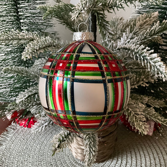 Plaid Glass Ball RAZ