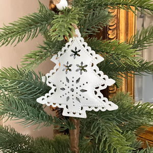 White Tin Tree Deco