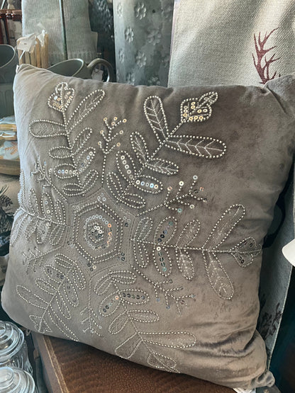 Beaded Snowflake Cushion