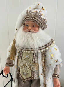 Standing Santa White Gold