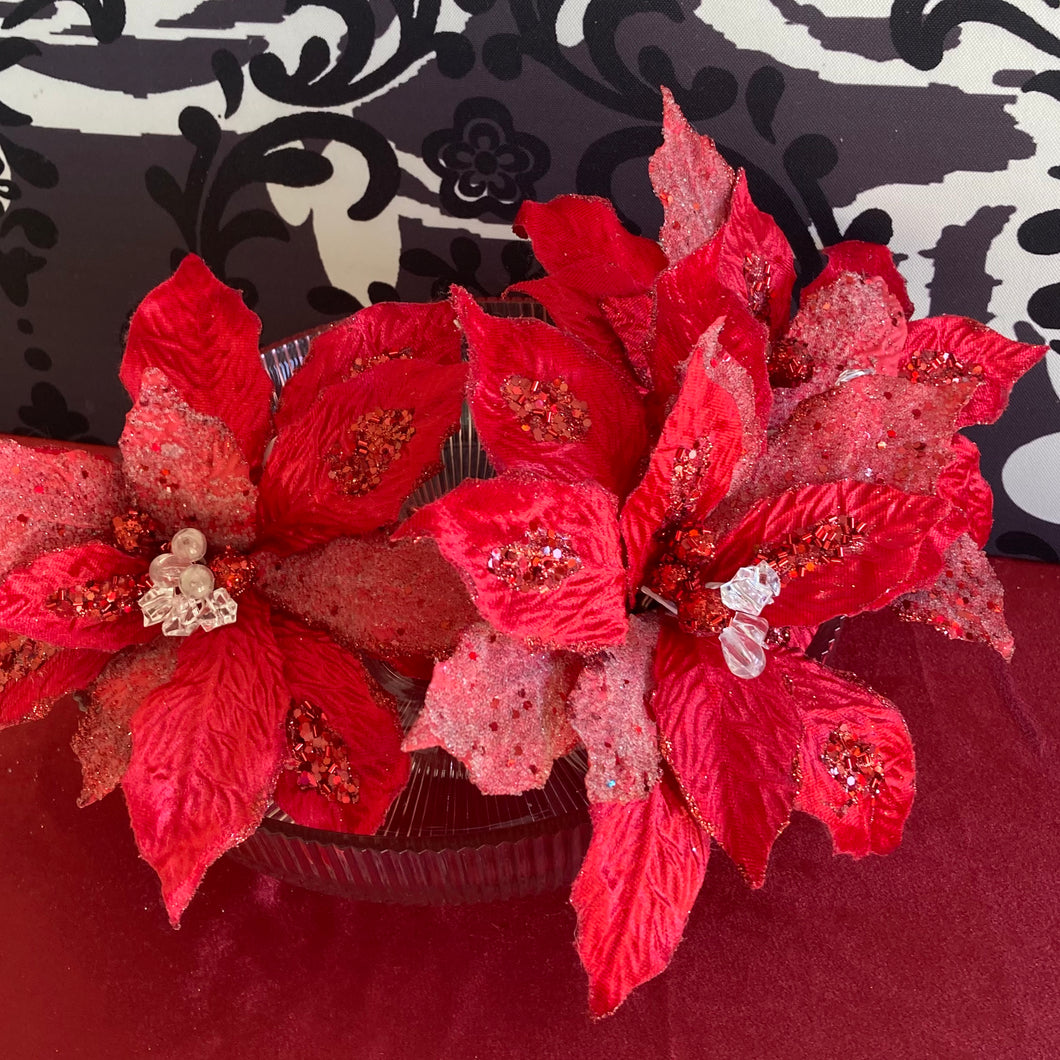 Red Poinsettia with Crystals