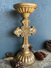 Load image into Gallery viewer, Gold Cross Candlestick