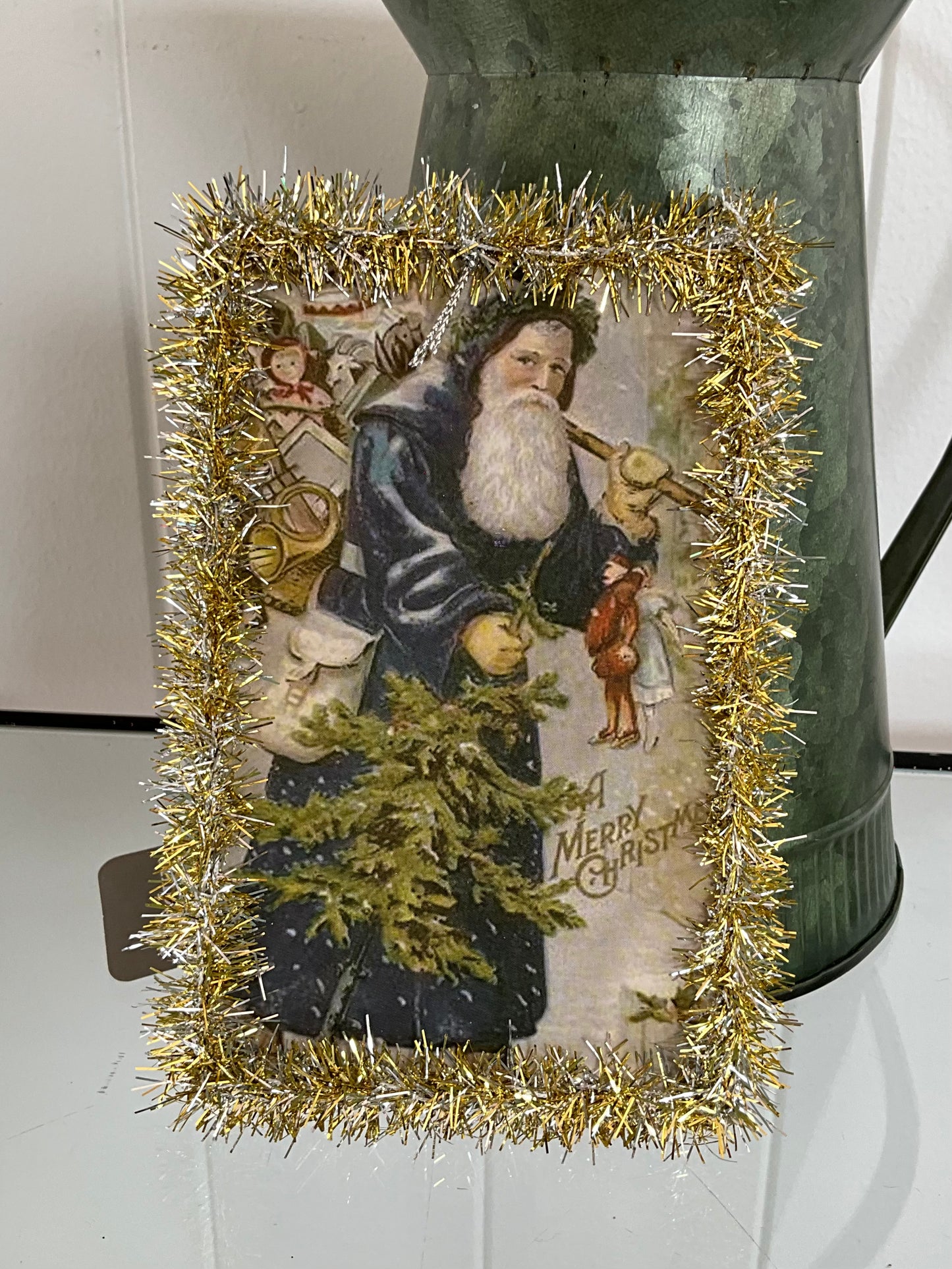 Vintage Blue Santa on Card