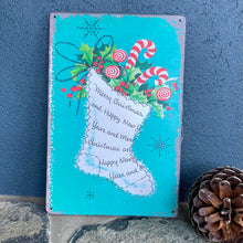 Load image into Gallery viewer, Vintage Stocking Tin Sign