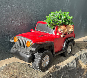 Red Jeep with Dogs LED