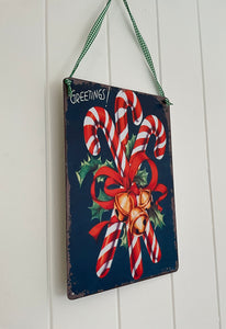 Candy Cane Tin Sign