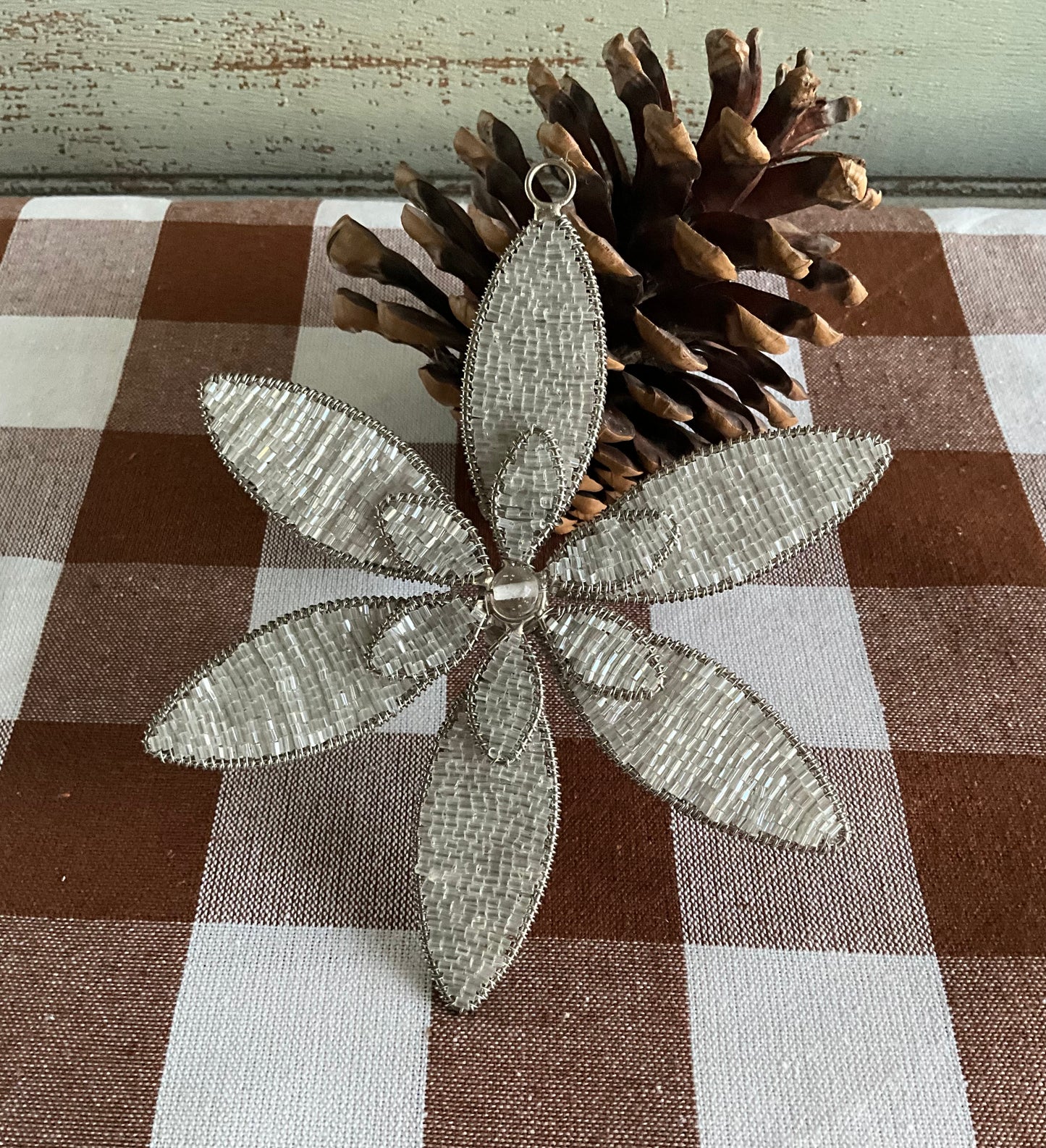 Silver Beaded Flower