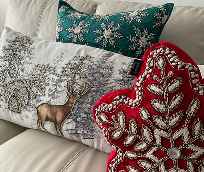 Red Snowflake Cushion