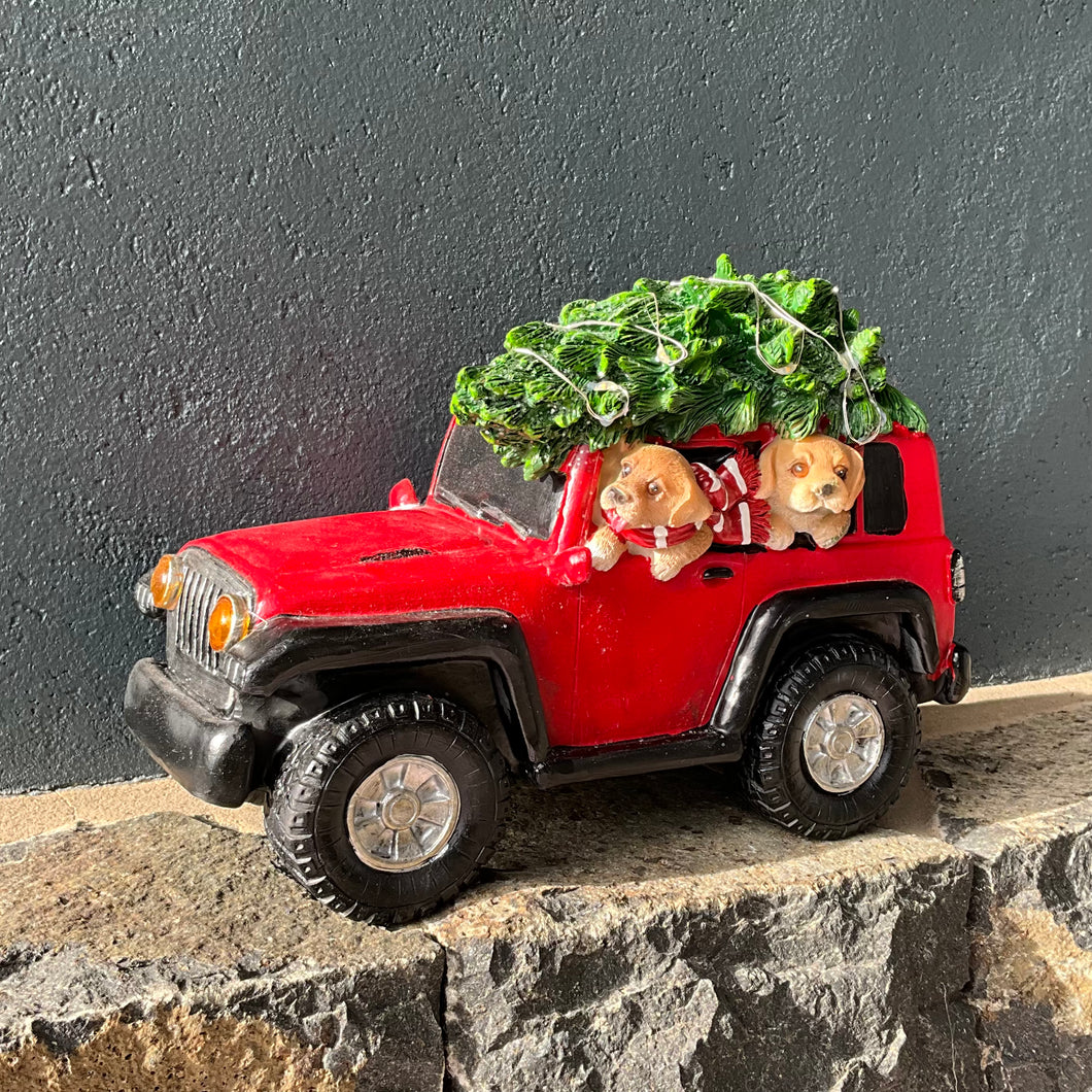 Red Jeep with Dogs LED