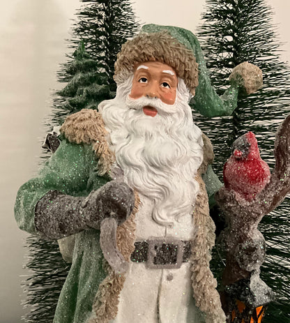 Green Coat Cardinal Santa