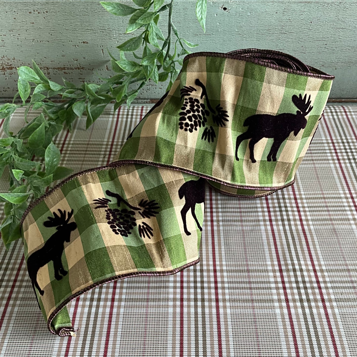 Green Black Check Ribbon