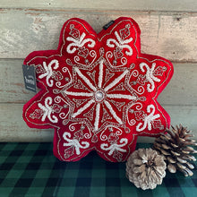 Load image into Gallery viewer, Red White Snowflake Cushion