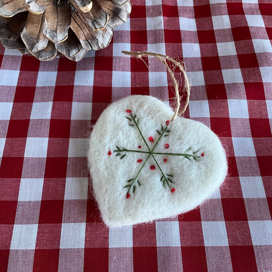 White Felt Heart