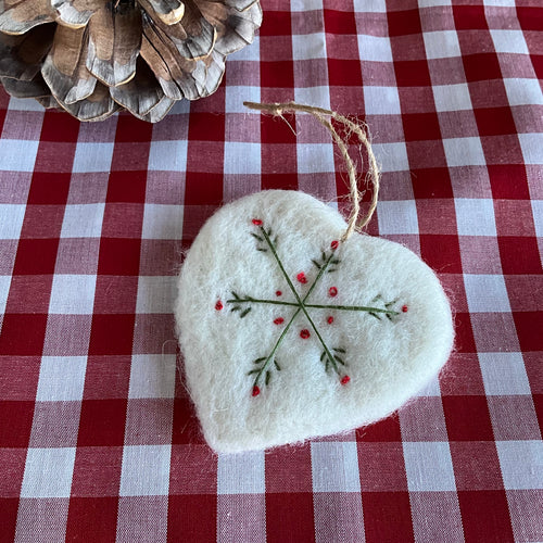White Felt Heart