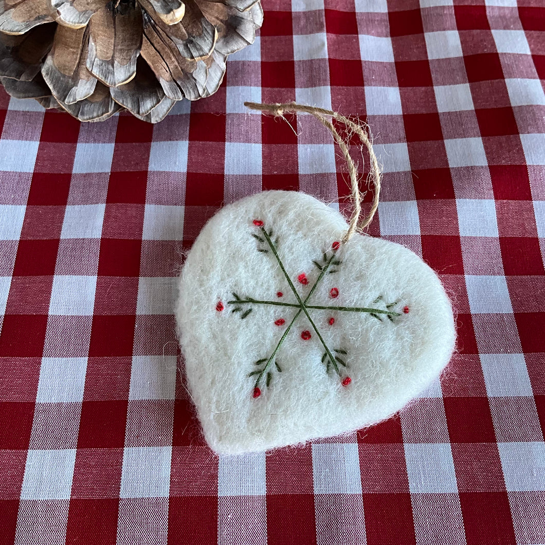 White Felt Heart