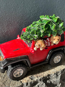 Red Jeep with Dogs LED