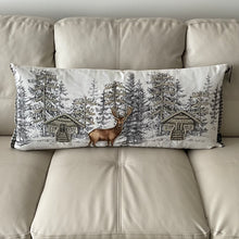 Load image into Gallery viewer, Reindeer Winter Scene Pillow