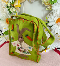 Load image into Gallery viewer, Green Felt Bunny Bag