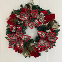 Load image into Gallery viewer, Red Tartan Poinsettia Wreath