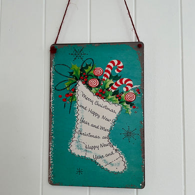 Vintage Stocking Tin Sign