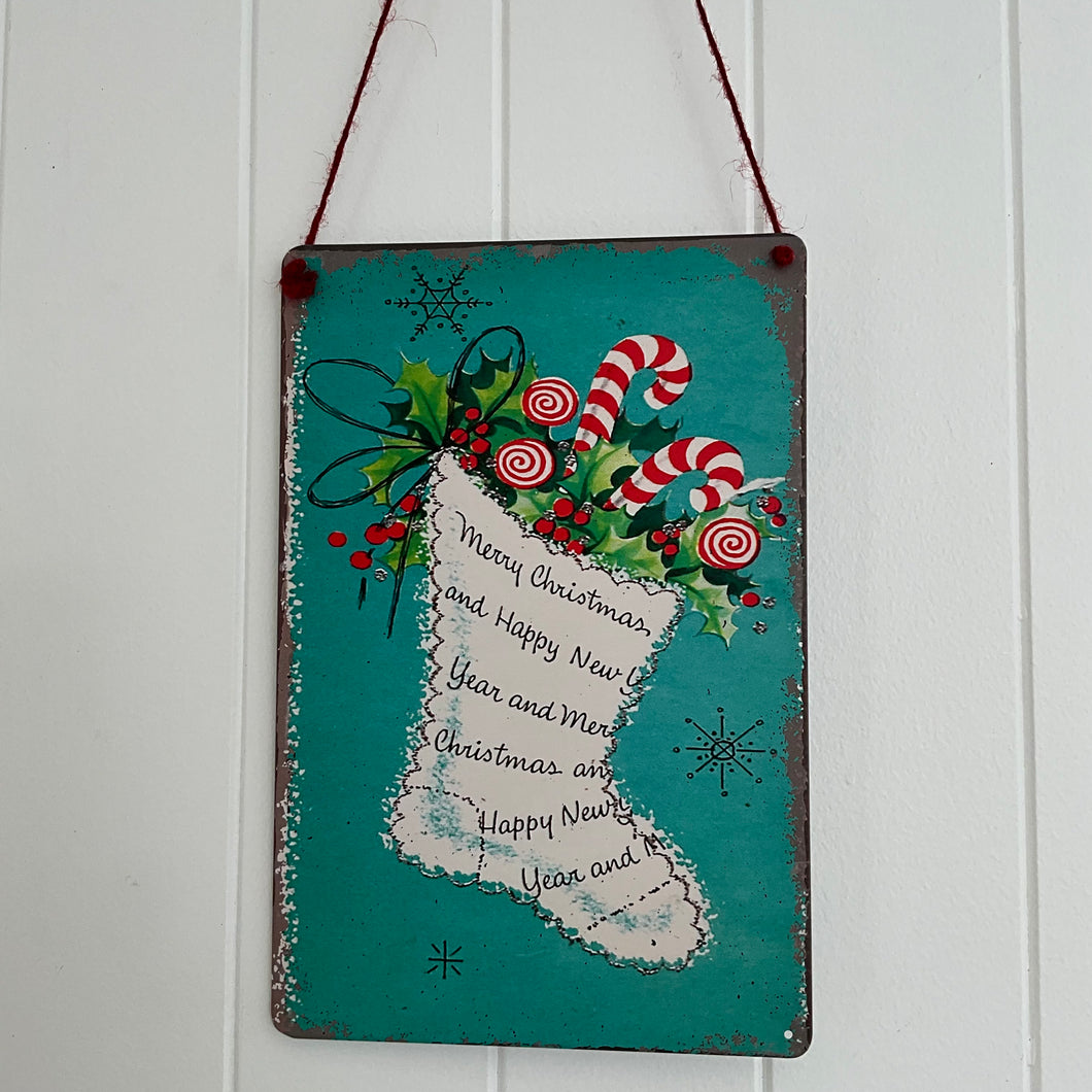 Vintage Stocking Tin Sign