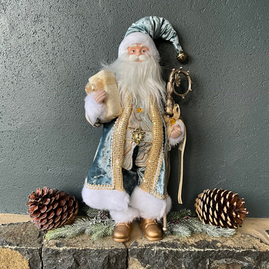 Blue Gold Standing Santa