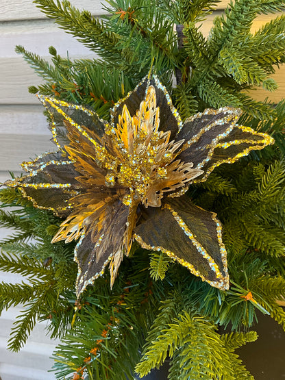 Metallic Gold Black Poinsettia