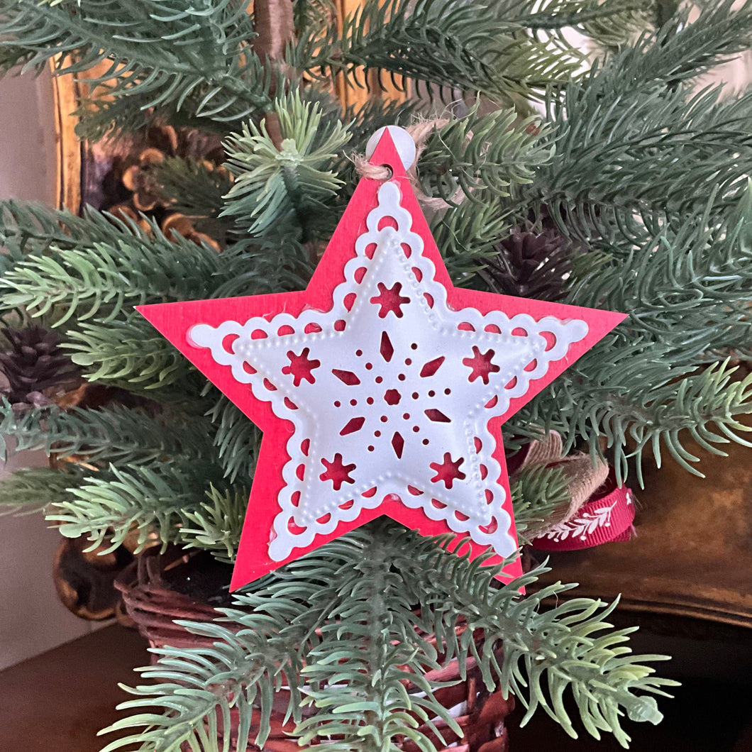 Red Wooden Tin Star